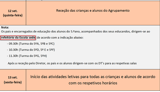 Receção aos alunos do 5.º ano - 12/09/2024