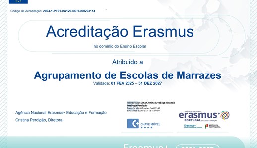 Agrupamento de Escolas de Marrazes obtém Acreditação Erasmus+ até 2027