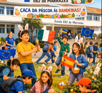 Caça da Páscoa às bandeiras da Europa